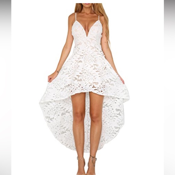 SHEIN White Lace High Low Dress - Picture 4 of 8